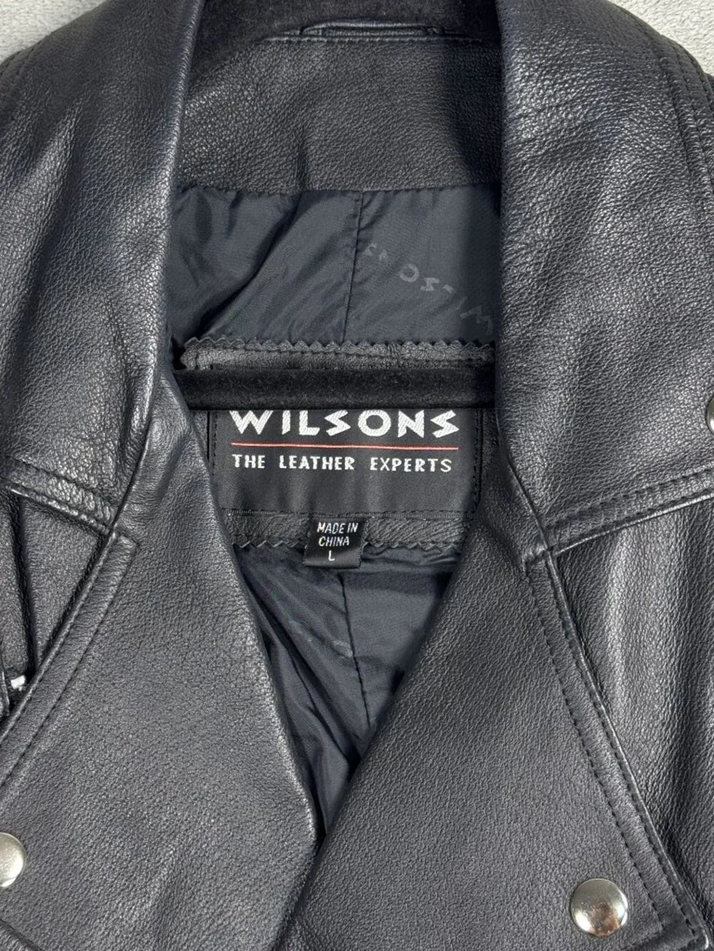 Vtg Wilsons Cropped Leather Jacket Womens L 90s Moto Bikercore Motorcycle Belted